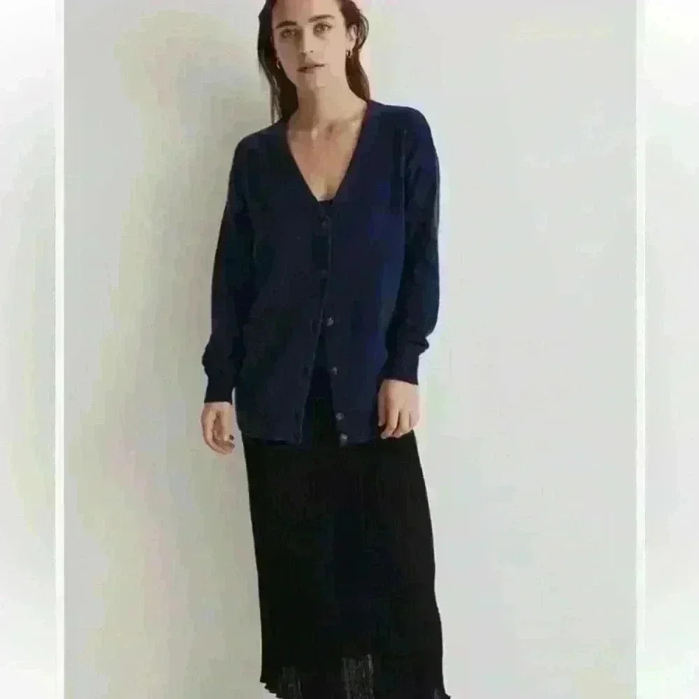 Madewell V-Neck Relaxed Cardigan Navy Blue Size XS